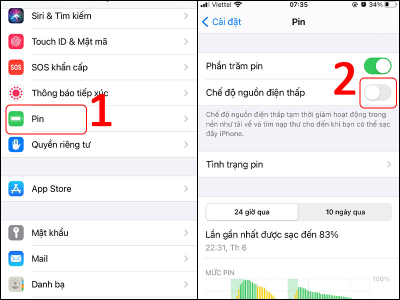 Tắt chế độ tiết kiệm pin iPhone